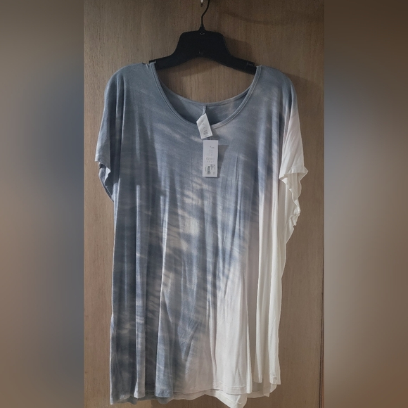 Lane Bryant Gray Blue and White Tie-Dye Tunic - Picture 1 of 4